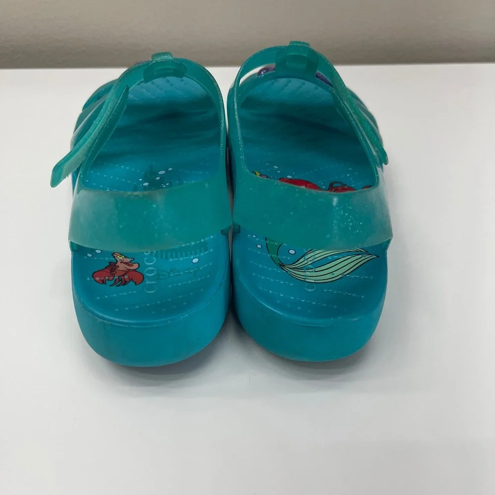 Crocs Isabella Disney Little Mermaid Ariel Jelly Sandals Girls Size 2 RARE